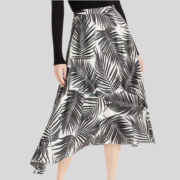 HUGO BOSS Veillana Silk Printed Handkerchief Hem Midi Skirt Size 8 - Picture 1 of 10